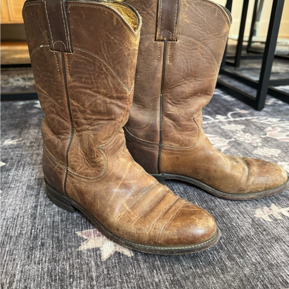 Vintage Classic Brown Leather Justin Boots - Picture 1 of 6